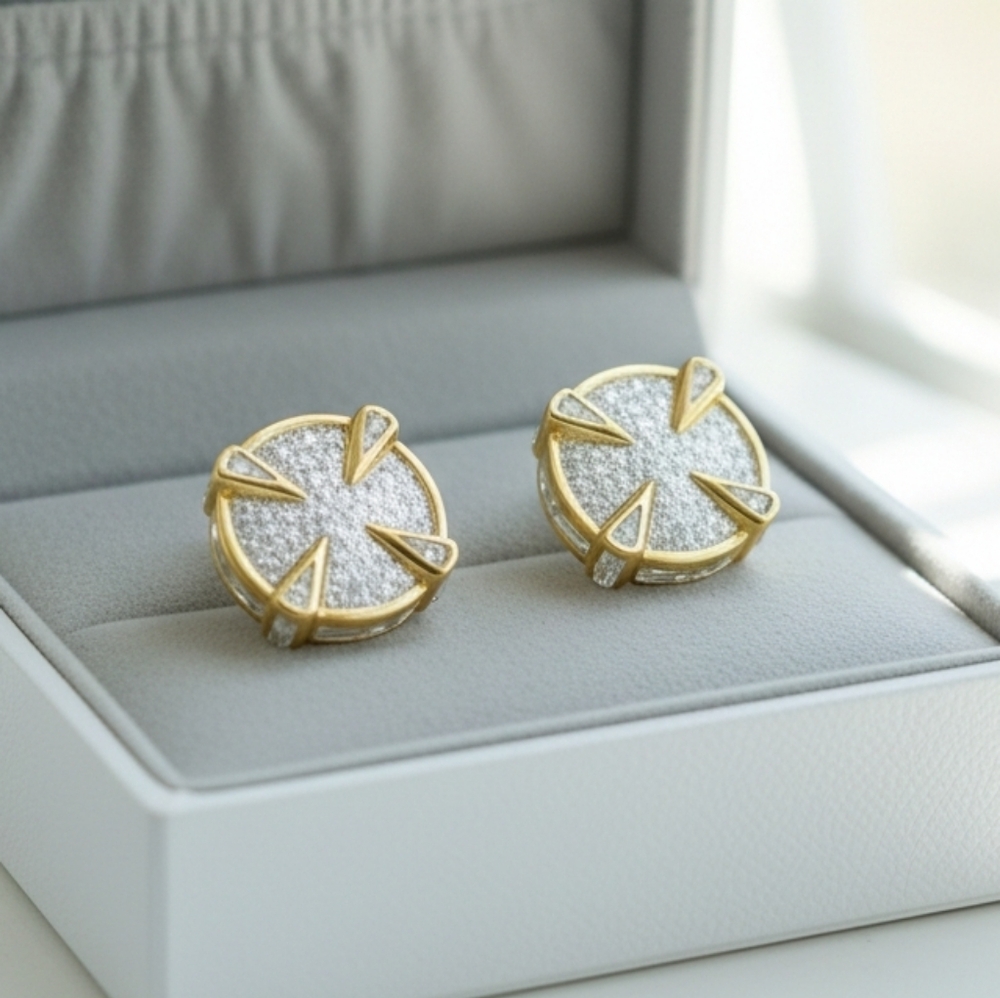 LARGE Mens 14K Micropave Earrings